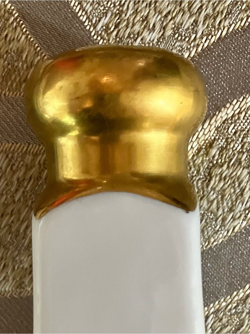 Vintage Bavarian White Porcelain Salt Shaker with Gold Neck
